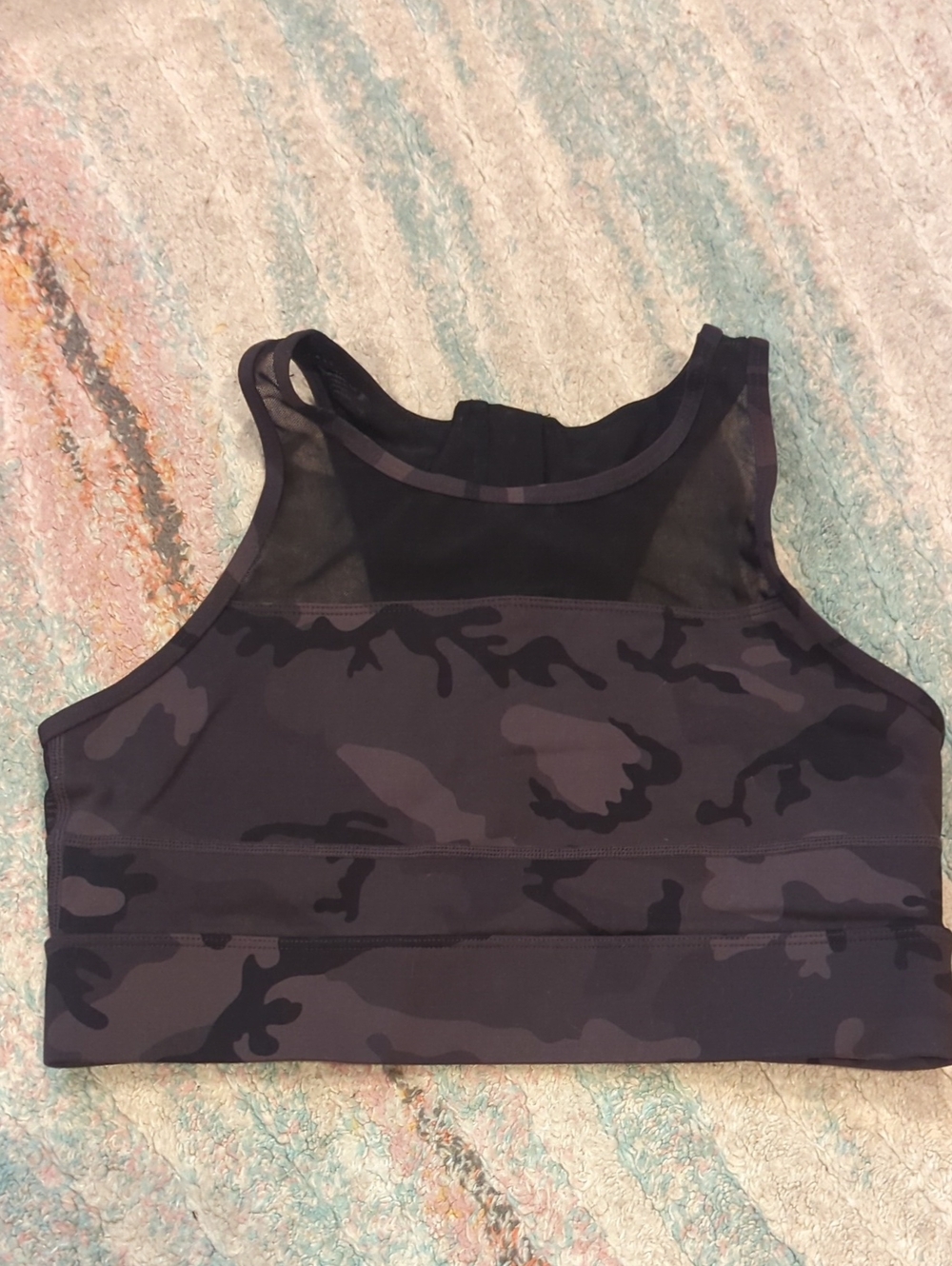 Zyia Camo Green Black Sports Bra High Neck Mesh Medium Athletic
